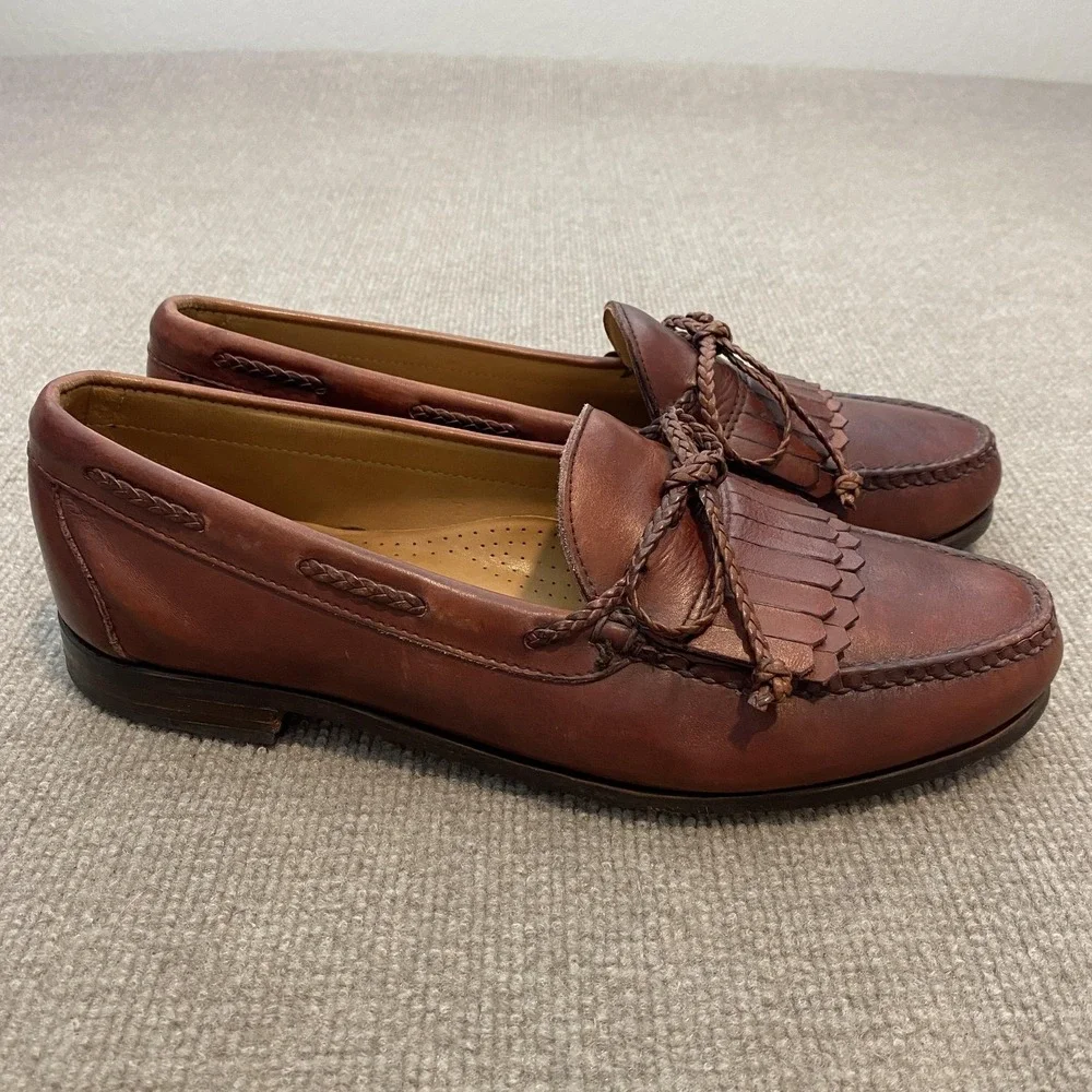 Allen Edmonds Woodstock Shoes Mens Size 12 D Brown Leather Tassel Kiltie Loafers